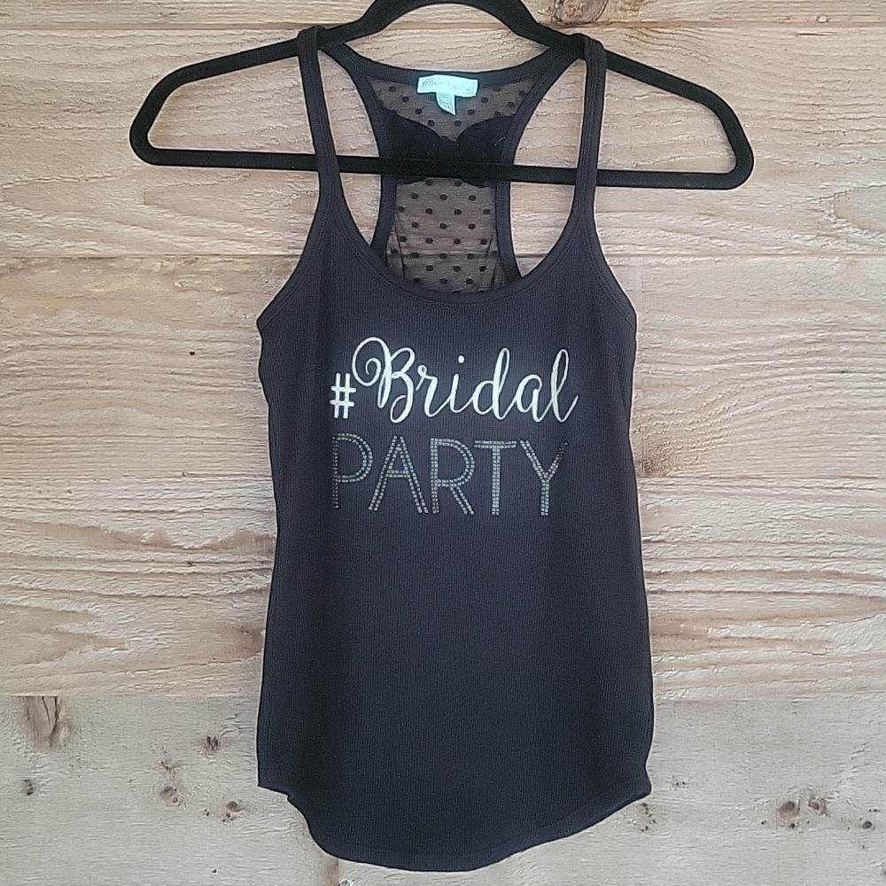 Betsey Johnson Bridal Party Rhinestone Lace-Back Tank Size Small